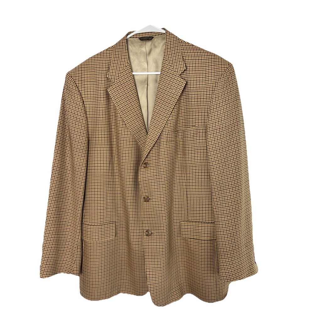 Austin‎ Reed Men's 46R Brown Houndstooth Wool Tweed Sport Coat Jacket England